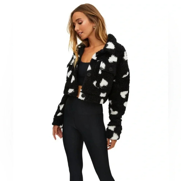 Beach Riot Jackets & Blazers - Beach Riot Devin Jacket, black with white hearts